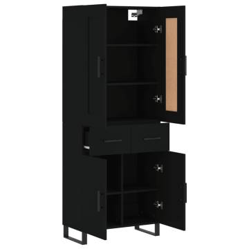 Stylish Highboard Black 69.5x34x180 cm | Durable Engineered Wood