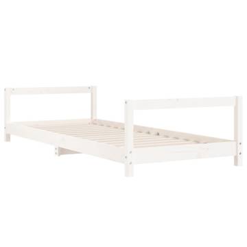 Kids Bed Frame White 90x200 cm - Solid Pine Wood Design | HipoMarket