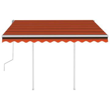 Manual Retractable Awning 3x2.5m - Orange & Brown | HipoMarket