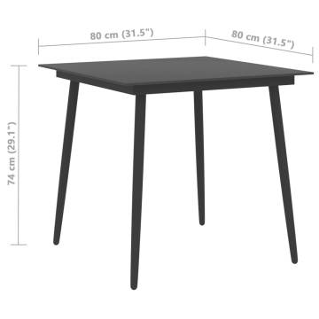 Garden Dining Table Black 80x80x74 cm - Stylish & Durable