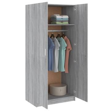 Grey Sonoma Wardrobe 80x50x180 cm | Chic Storage Solution