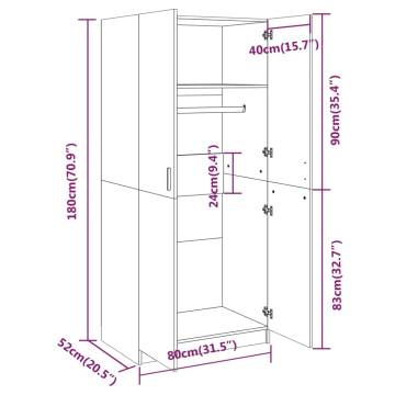 Grey Sonoma Wardrobe 80x50x180 cm | Chic Storage Solution