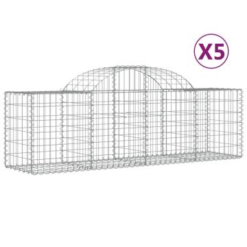 Arched Gabion Baskets 5 pcs - Galvanised Iron Garden Decor