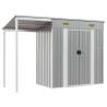 Light Grey Garden Shed with Extended Roof - 277x110.5 cm