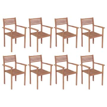 Stackable Garden Chairs - 8 pcs Solid Teak Wood for Outdoor Use