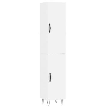 Stylish Highboard White 34.5x34x180 cm - Durable Engineered Wood