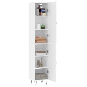 Stylish Highboard White 34.5x34x180 cm - Durable Engineered Wood