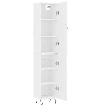 Stylish Highboard White 34.5x34x180 cm - Durable Engineered Wood