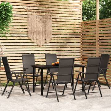 7 Piece Black Garden Dining Set - Stylish Outdoor Furniture