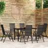 7 Piece Garden Dining Set Black Size 140 cm table length Number of 6 