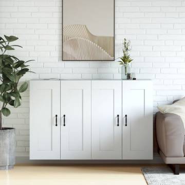 Elegant Wall Mounted Cabinets - 2 pcs White Engineered Wood