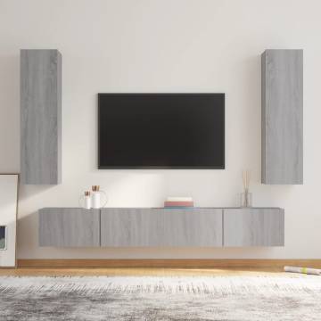 4 Piece Grey Sonoma TV Cabinet Set | Modern Home Furniture