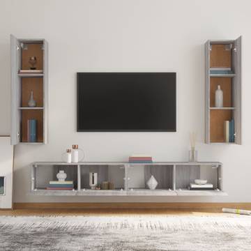 4 Piece Grey Sonoma TV Cabinet Set | Modern Home Furniture