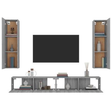 4 Piece Grey Sonoma TV Cabinet Set | Modern Home Furniture