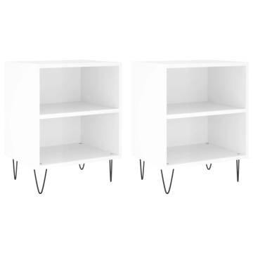 Elegant High Gloss White Bedside Cabinets - 2 pcs, 40x30x50 cm