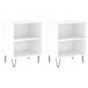 Elegant High Gloss White Bedside Cabinets - 2 pcs, 40x30x50 cm