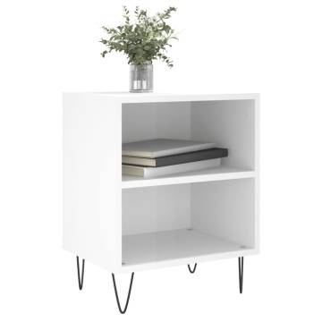 Elegant High Gloss White Bedside Cabinets - 2 pcs, 40x30x50 cm