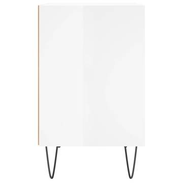 Elegant High Gloss White Bedside Cabinets - 2 pcs, 40x30x50 cm