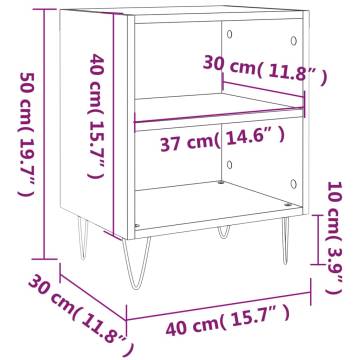 Elegant High Gloss White Bedside Cabinets - 2 pcs, 40x30x50 cm