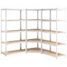 5-Layer Shelves 3 pcs Silver Steel & Engineered Wood Storage