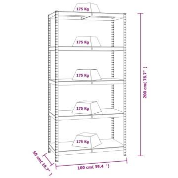 5-Layer Shelves 3 pcs Silver Steel & Engineered Wood Storage