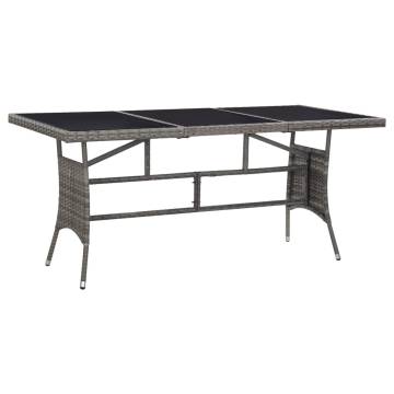 Stylish Grey Poly Rattan Garden Table - 170x80 cm