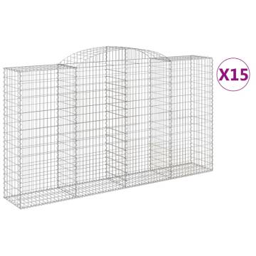 Arched Gabion Baskets - 15 pcs Galvanised Iron | Hipo Market