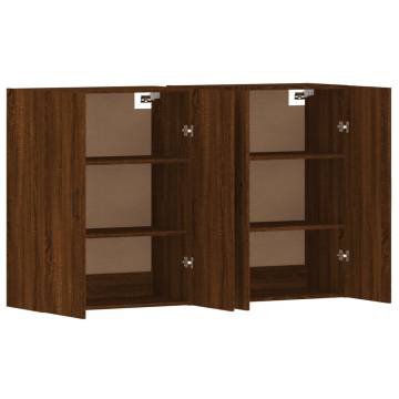 Elegant Wall Mounted Cabinets - 2 pcs Brown Oak Wood