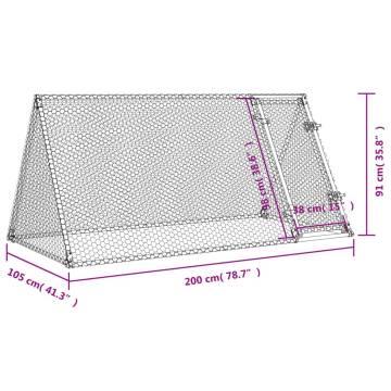 Silver Chicken Cage 200x105x91 cm - Galvanised Steel