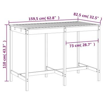 Honey Brown Garden Table - Solid Pine Wood 159.5x82.5 cm