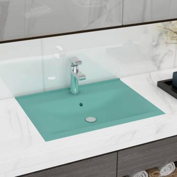 Luxury Matt Light Green Ceramic Basin with Faucet Hole - 60x46 cm