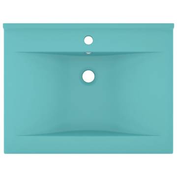 Luxury Matt Light Green Ceramic Basin with Faucet Hole - 60x46 cm