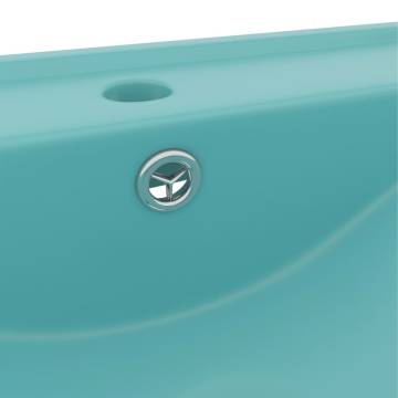 Luxury Matt Light Green Ceramic Basin with Faucet Hole - 60x46 cm