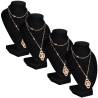 Elegant Flannel Jewelry Holder Necklace Bust - 4 pcs