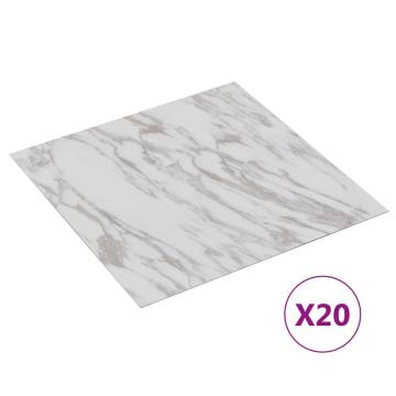 Self-Adhesive Flooring Planks 20 pcs - White Marble Design