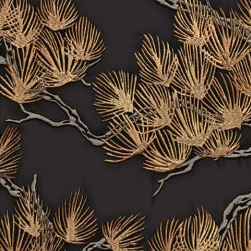 DUTCH WALLCOVERINGS Pine Tree Wallpaper - Black & Gold