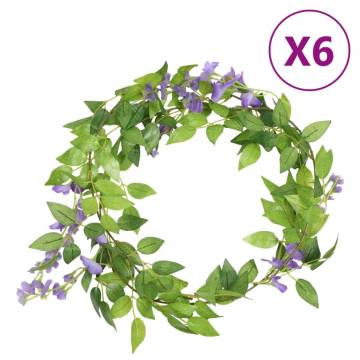 Artificial Flower Garlands - 6 pcs Purple 200 cm | HipoMarket