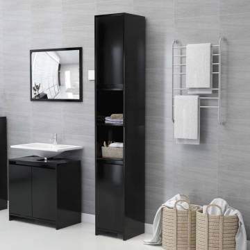 Stylish Black Bathroom Cabinet - 30x30x183.5 cm