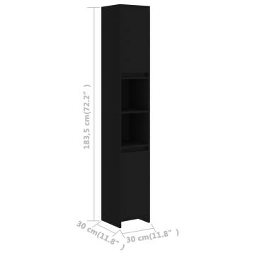 Stylish Black Bathroom Cabinet - 30x30x183.5 cm