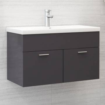 High Gloss Grey Sink Cabinet - Stylish Bathroom Storage | HipoMarket