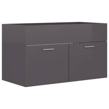 High Gloss Grey Sink Cabinet - Stylish Bathroom Storage | HipoMarket