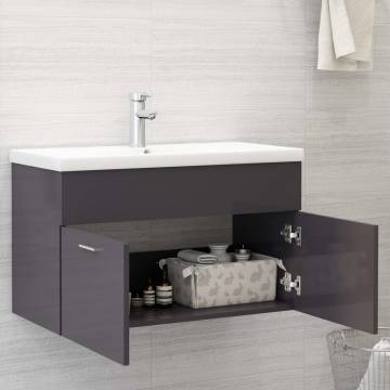 High Gloss Grey Sink Cabinet - Stylish Bathroom Storage | HipoMarket