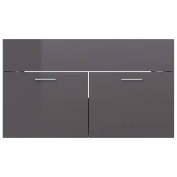 High Gloss Grey Sink Cabinet - Stylish Bathroom Storage | HipoMarket