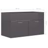 High Gloss Grey Sink Cabinet - Stylish Bathroom Storage | HipoMarket