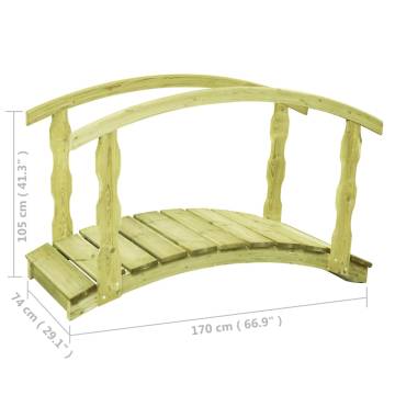 B-Stock Garden Bridge 170x74 cm - Rustic Solid Pine Wood