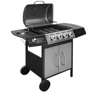 Gas Barbecue Grill 4+1 Cooking Zone - Black & Silver