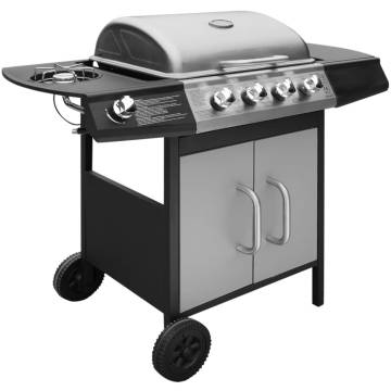 Gas Barbecue Grill 4+1 Cooking Zone - Black & Silver