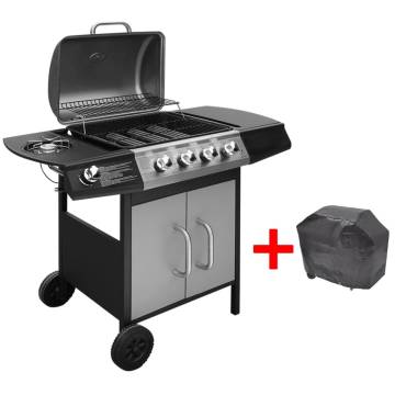 Gas Barbecue Grill 4+1 Cooking Zone - Black & Silver