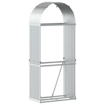 Log Holder Silver 80x45x190 cm - Galvanised Steel Storage