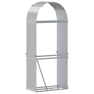 Log Holder Silver 80x45x190 cm - Galvanised Steel Storage